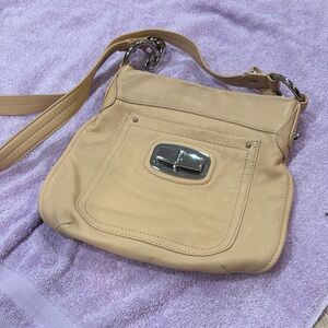 Stylish  cream Leather Crossbody Bag